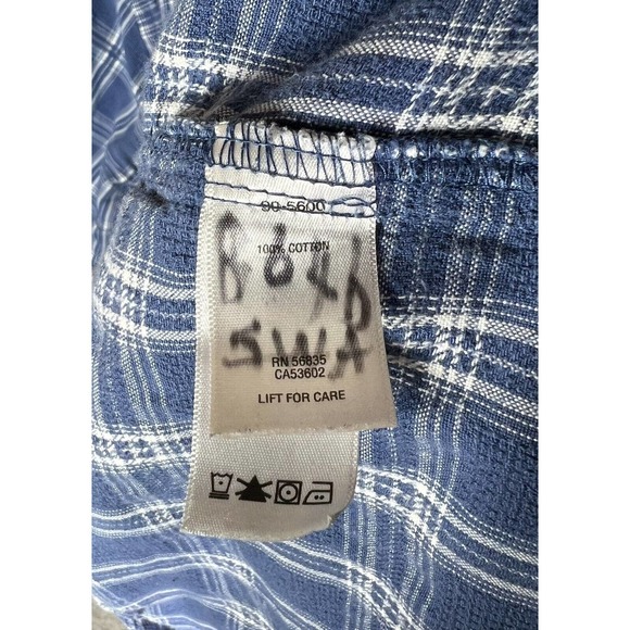 Cabelas Short Sleeve Knit Button Up Shirt Mens Size XL Blue Cotton Pocket Collar - Picture 4 of 14